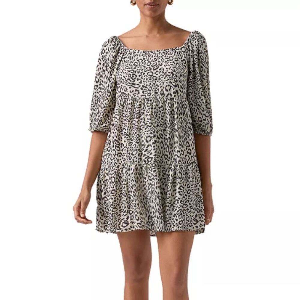 NWT Sanctuary Weekender Babydoll Mini Dress Leopard Print SIZE S